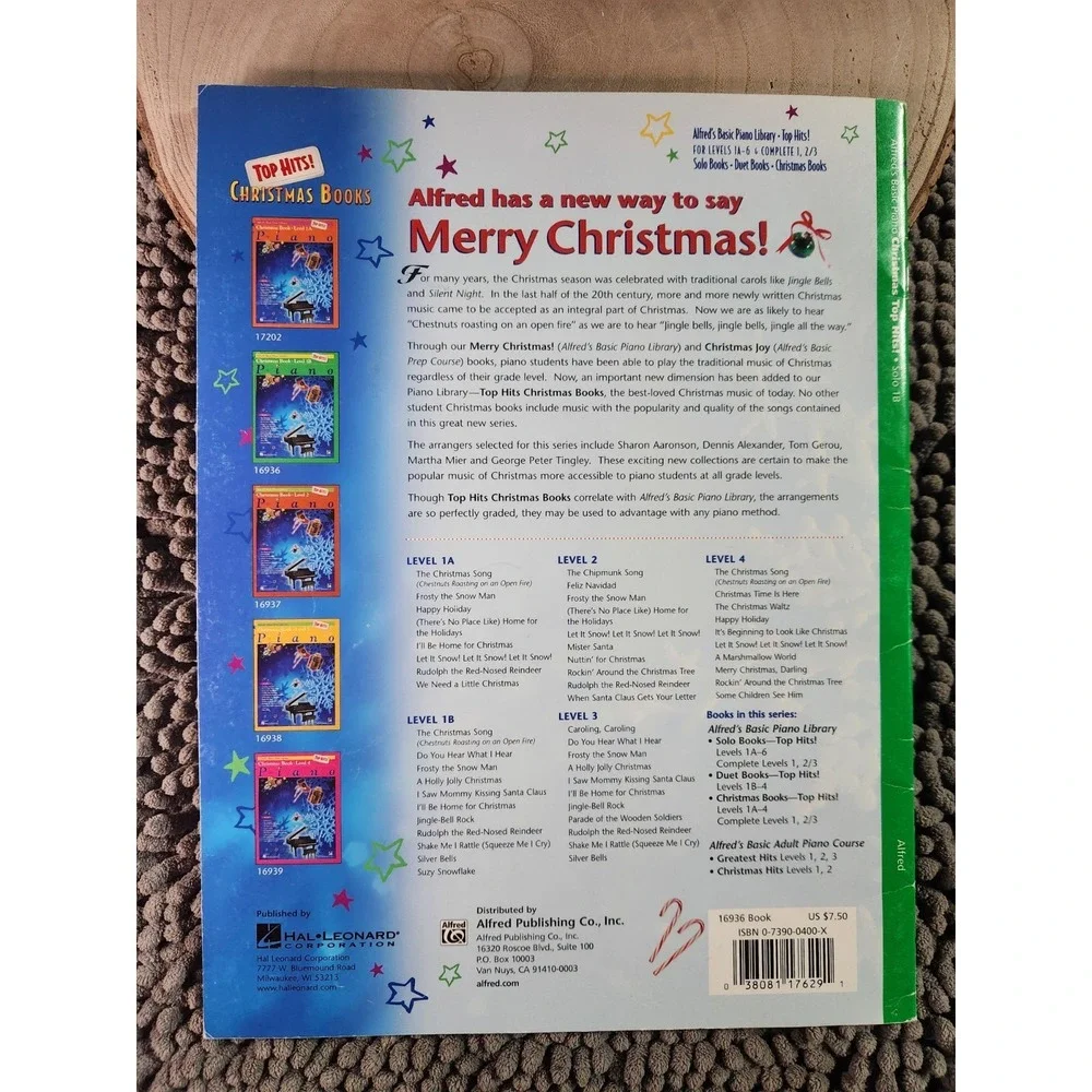 Alfred's Christmas Book Level‎ 1B Basic Piano Library Top Hits Series with Duets